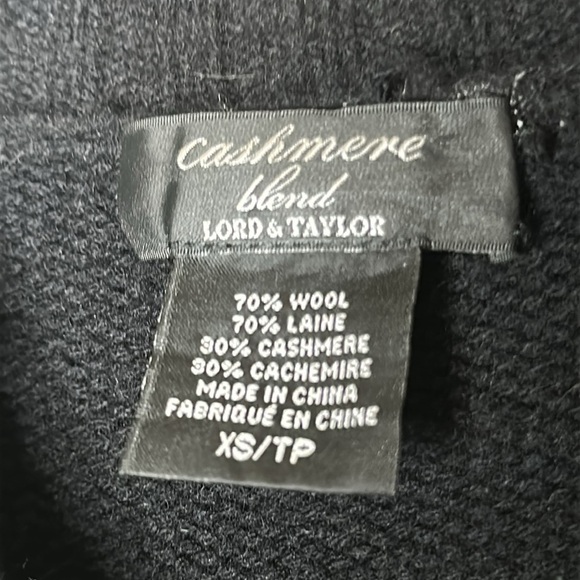 Lord & Taylor Cashmere Wool Cardigan Trench Sweater Black XS Quiet Luxury Preppy - Picture 3 of 8